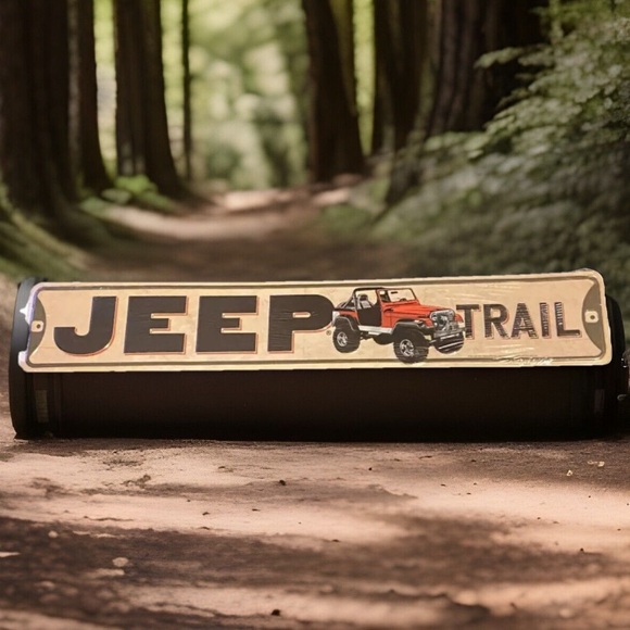Jeep Trail Embossed Metal Sign 20 in. L x 3.8 in. H Wall Decor Garage Man Cave - Picture 1 of 2
